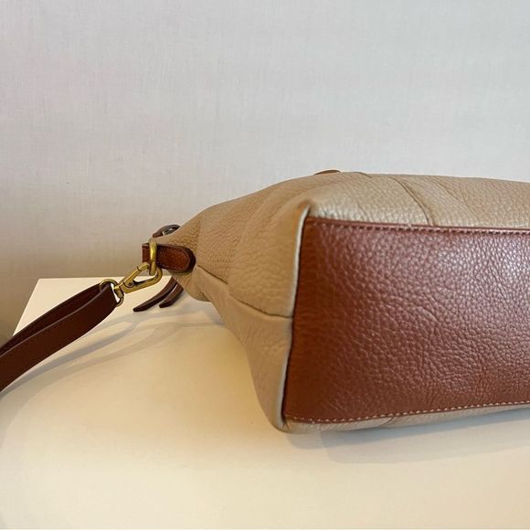 FOSSIL Leather Tan Grey Maddox Sydney Crossbody Satchel Ryder - Picture 5 of 10